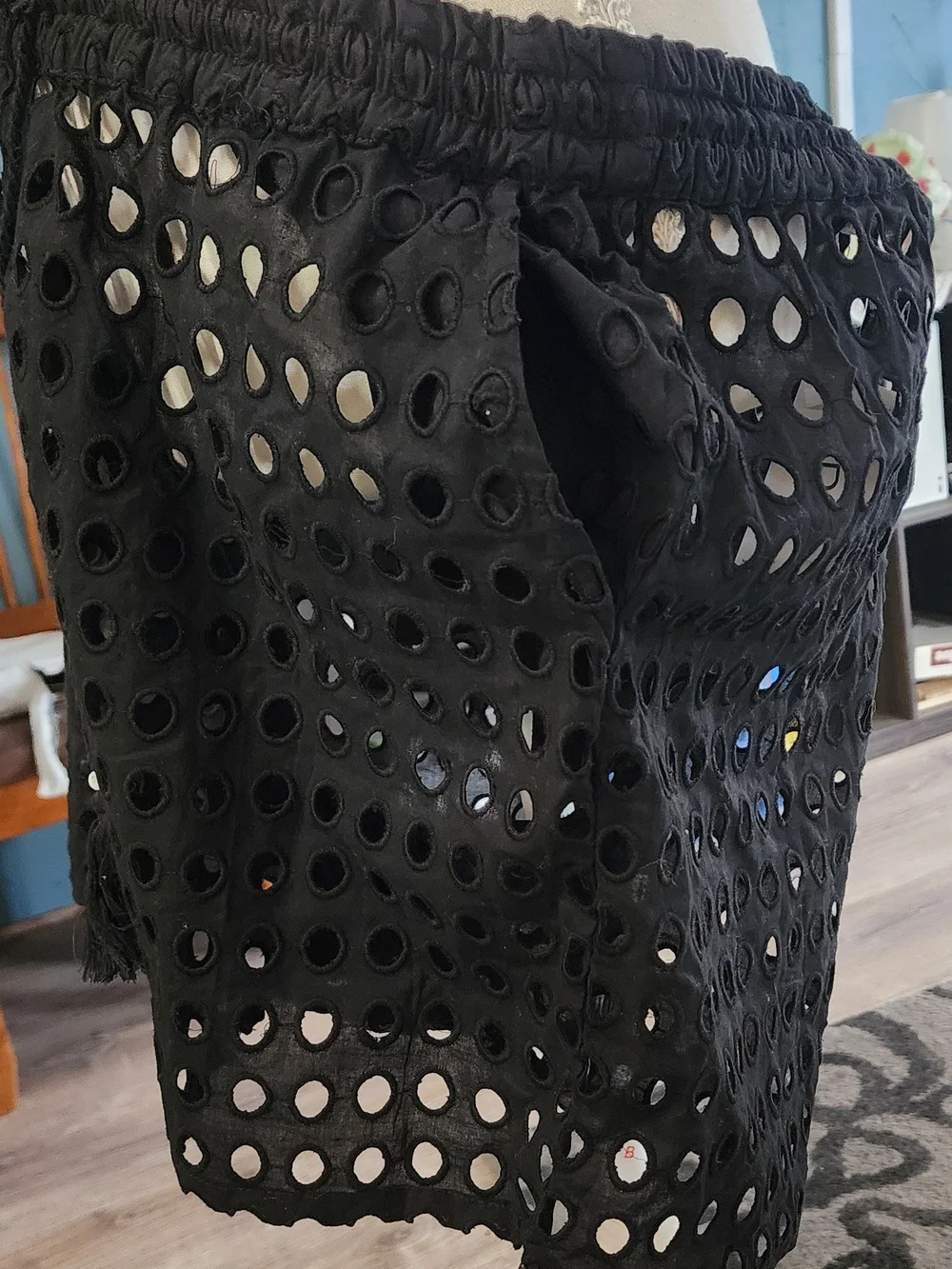 Dotti Black Eyelet Crochet Mini Skirt